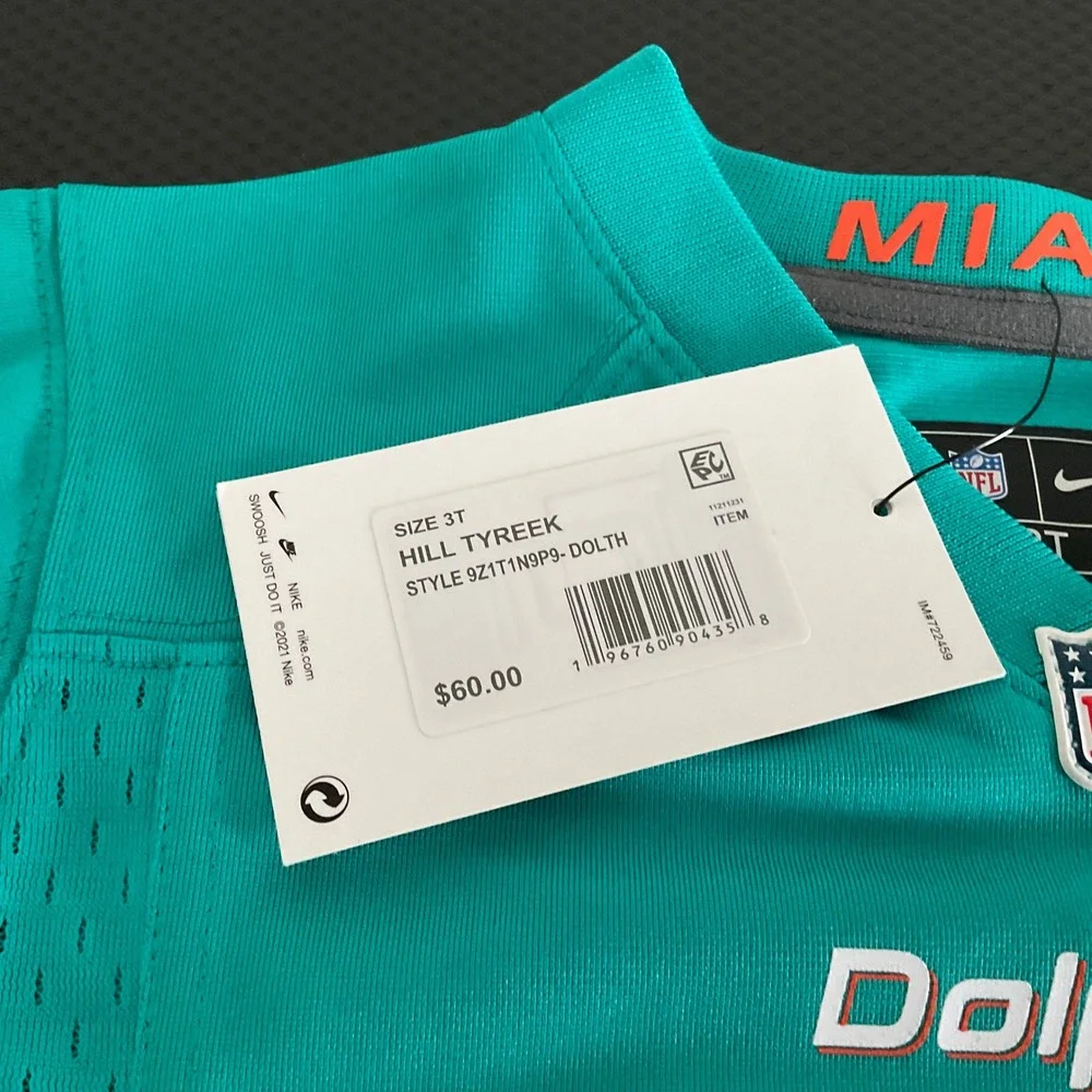Nike Miami Dolphins Tyreek Hill 10 NFL Jersey Toddler 3T Aqua 9Z1T1N9P9-DOLTH